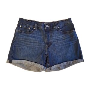 Levi's Mid-Length Mid Rise Jean Shorts Size 32 Cuffed Dark Wash NWT